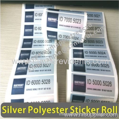 Custom Matt Silver Pet Stickers,waterproof Silver Foil Labels With Serial Numbers,laminated Adhesive Pet Label 